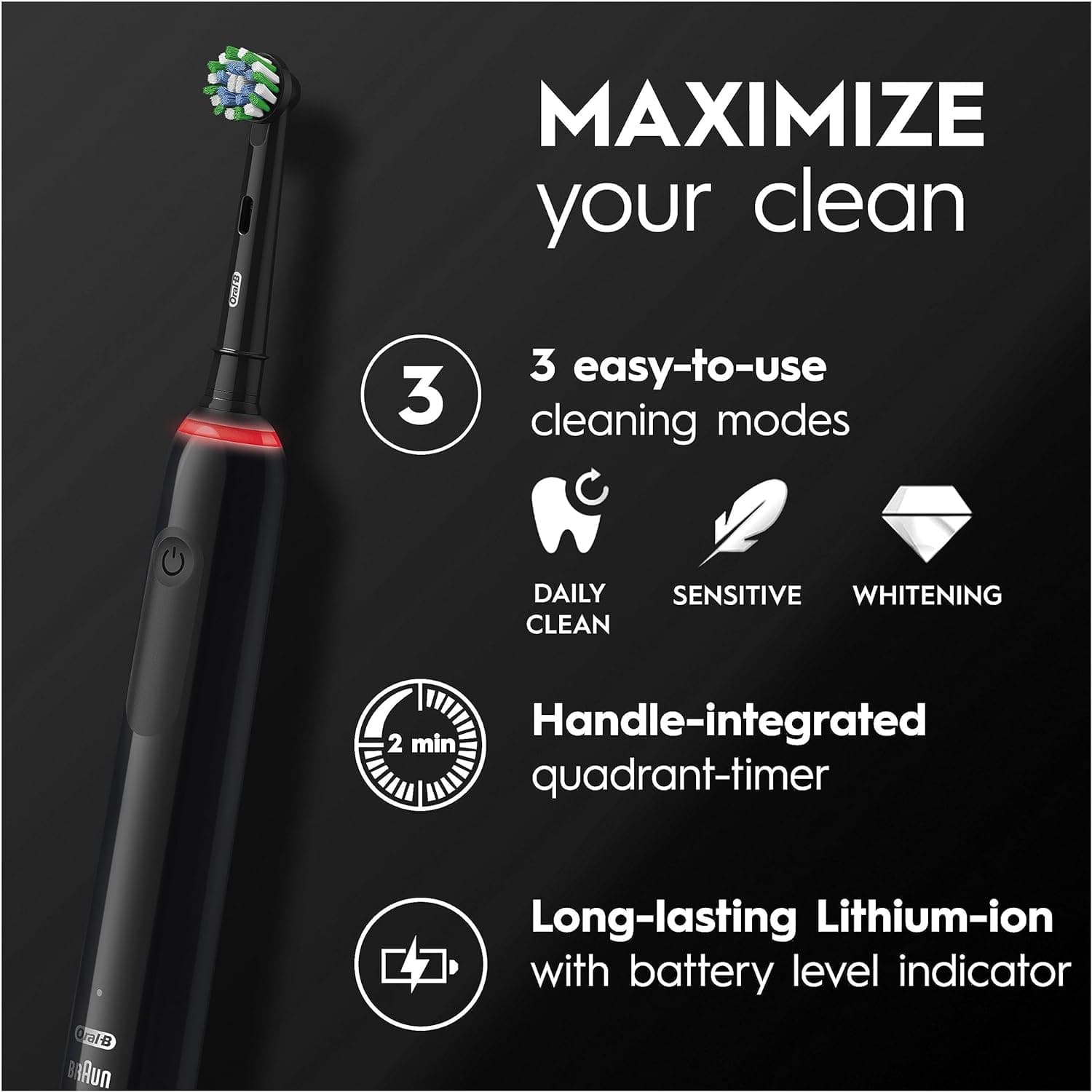 Buy Oral-B,Oral-B Pro 3 Electric Toothbrushes For Adults, Gifts For Women / Men, 1 Cross Action Toothbrush Head & Travel Case, 3 Modes with Teeth Whitening, 2 Pin UK Plug, 3500, Black - Gadcet UK | UK | London | Scotland | Wales| Near Me | Cheap | Pay In 3 | Electric Tooth Brush